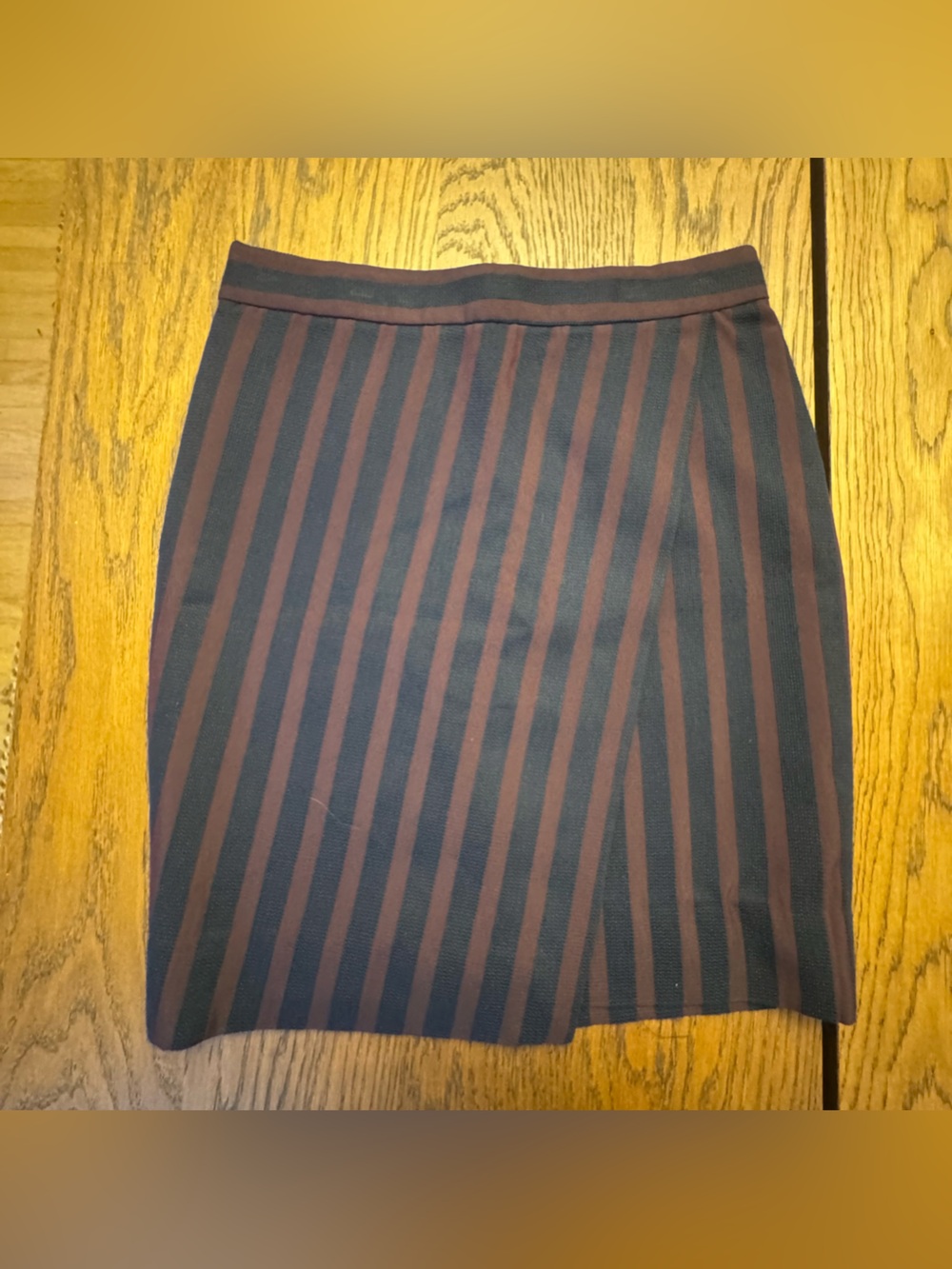 J. Crew Navy Burgundy Striped Pencil Skirt‎ 00P Preppy Business Office Career XS